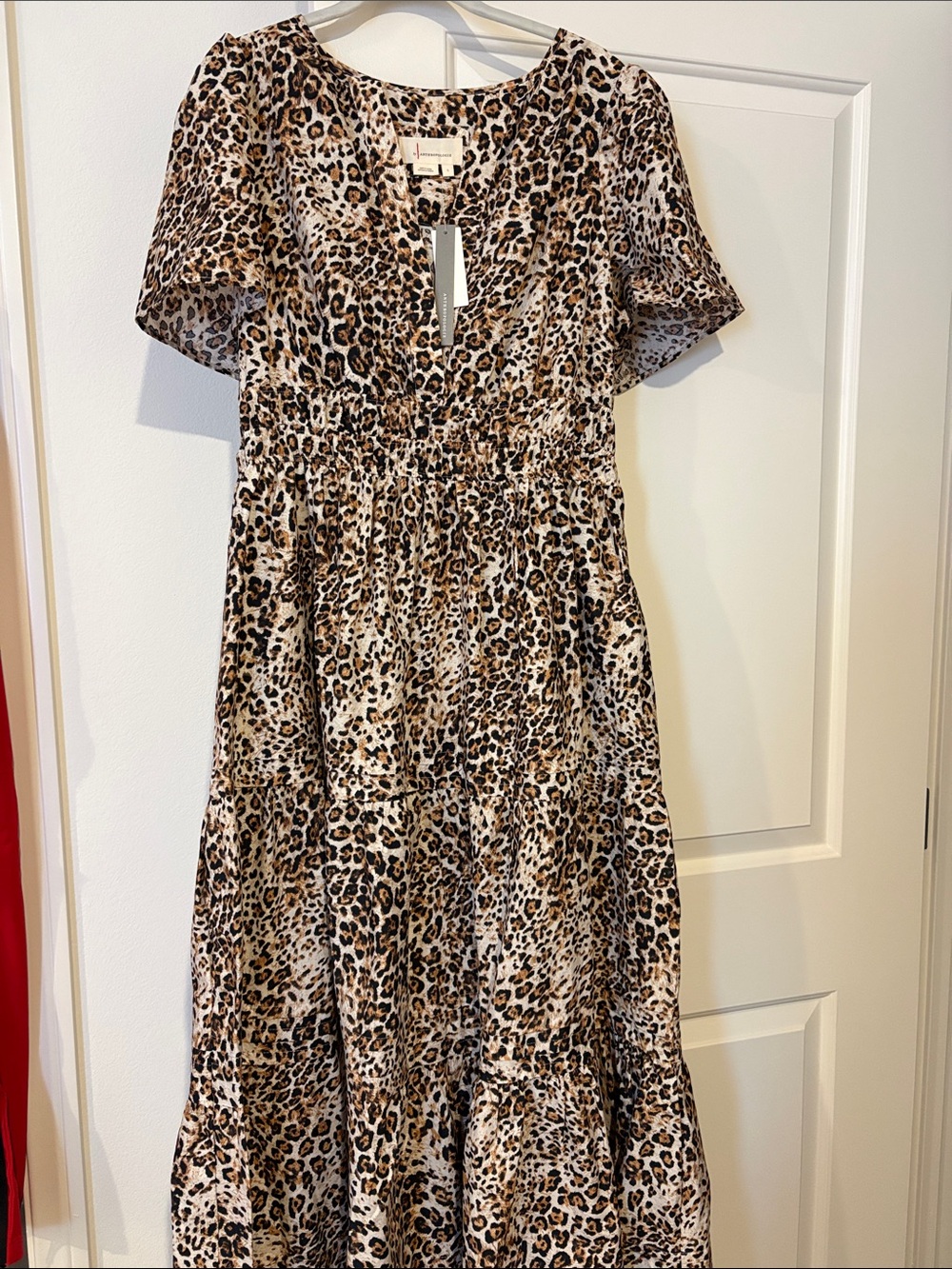 Anthropologie Leopard Print Maxi Dress in Brown & Black